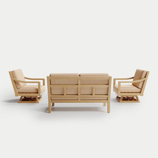 Heated Outdoor Teak Loveseat + Swivel Set 