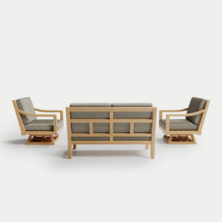 Heated Outdoor Teak Loveseat + Swivel Set 