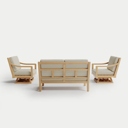 Heated Outdoor Teak Loveseat + Swivel Set 