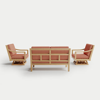 Heated Outdoor Teak Loveseat + Swivel Set 