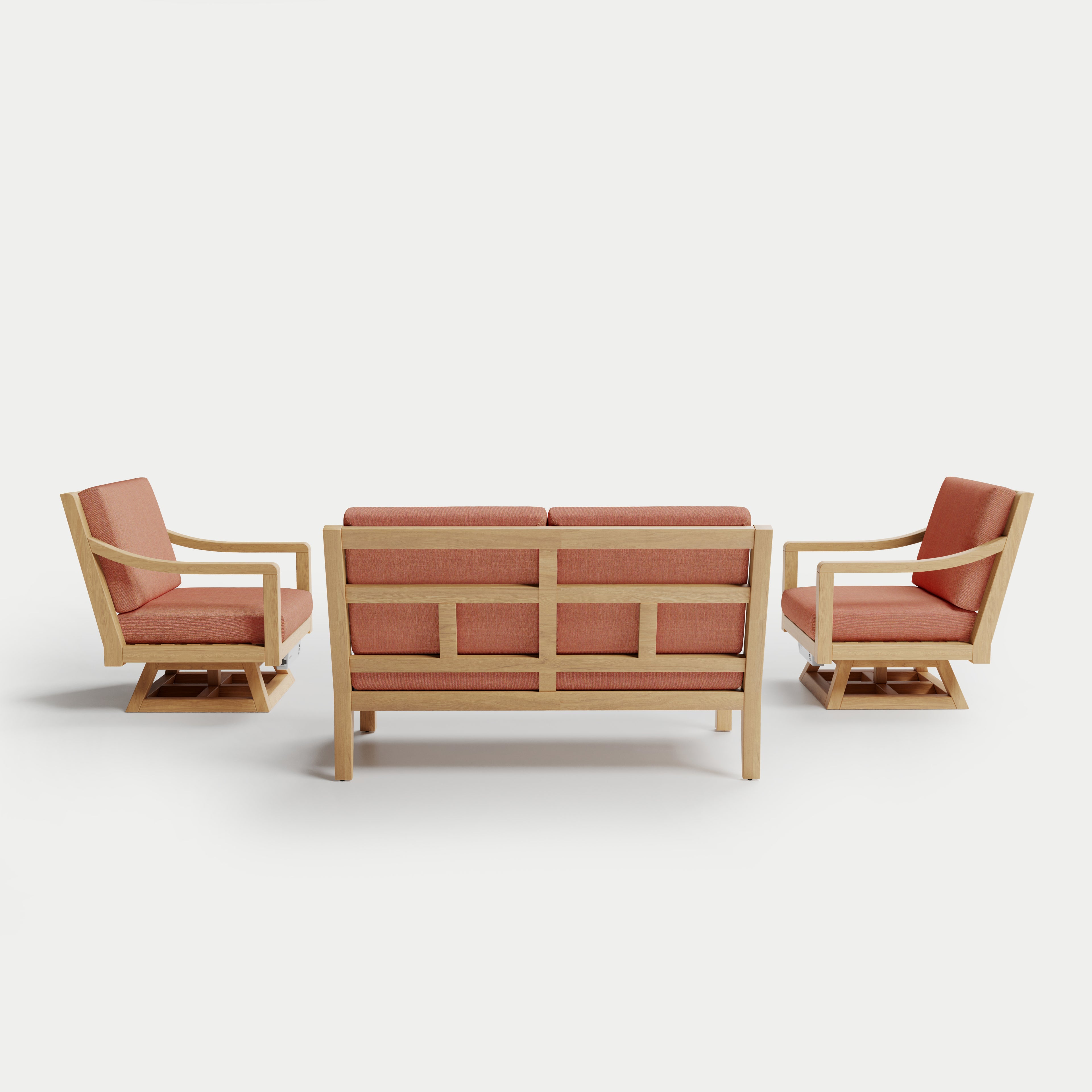 Heated Outdoor Teak Loveseat + Swivel Set 