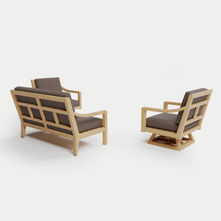Heated Outdoor Teak Loveseat + Swivel Set 