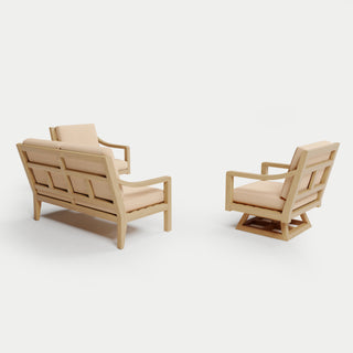 Heated Outdoor Teak Loveseat + Swivel Set 