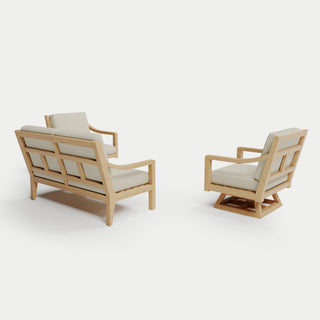 Heated Outdoor Teak Loveseat + Swivel Set 
