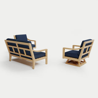 Heated Outdoor Teak Loveseat + Swivel Set 