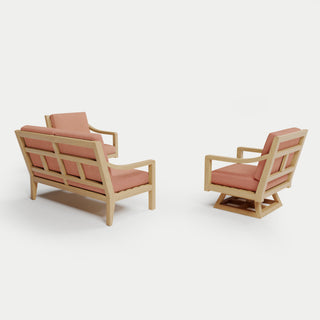 Heated Outdoor Teak Loveseat + Swivel Set 