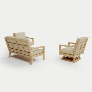 Heated Outdoor Teak Loveseat + Swivel Set 