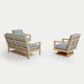 Heated Outdoor Teak Loveseat + Swivel Set 