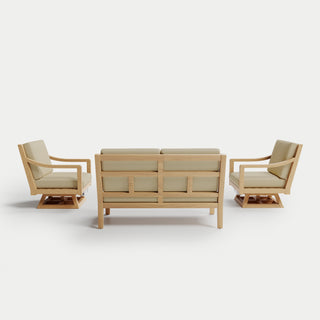Heated Outdoor Teak Loveseat + Swivel Set 