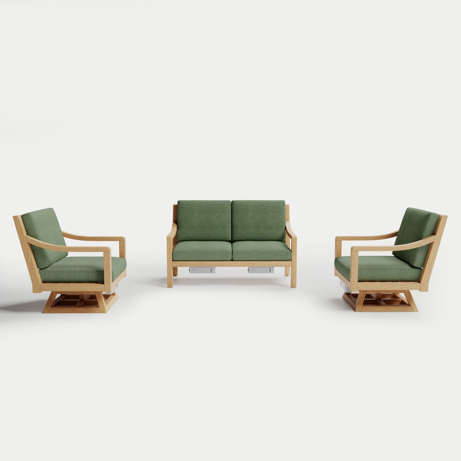 Heated Outdoor Teak Loveseat + Swivel Set 