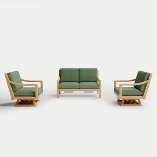 Heated Outdoor Teak Loveseat + Swivel Set 
