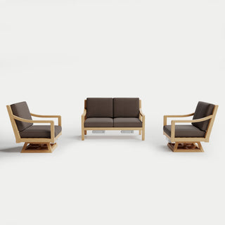 Heated Outdoor Teak Loveseat + Swivel Set 