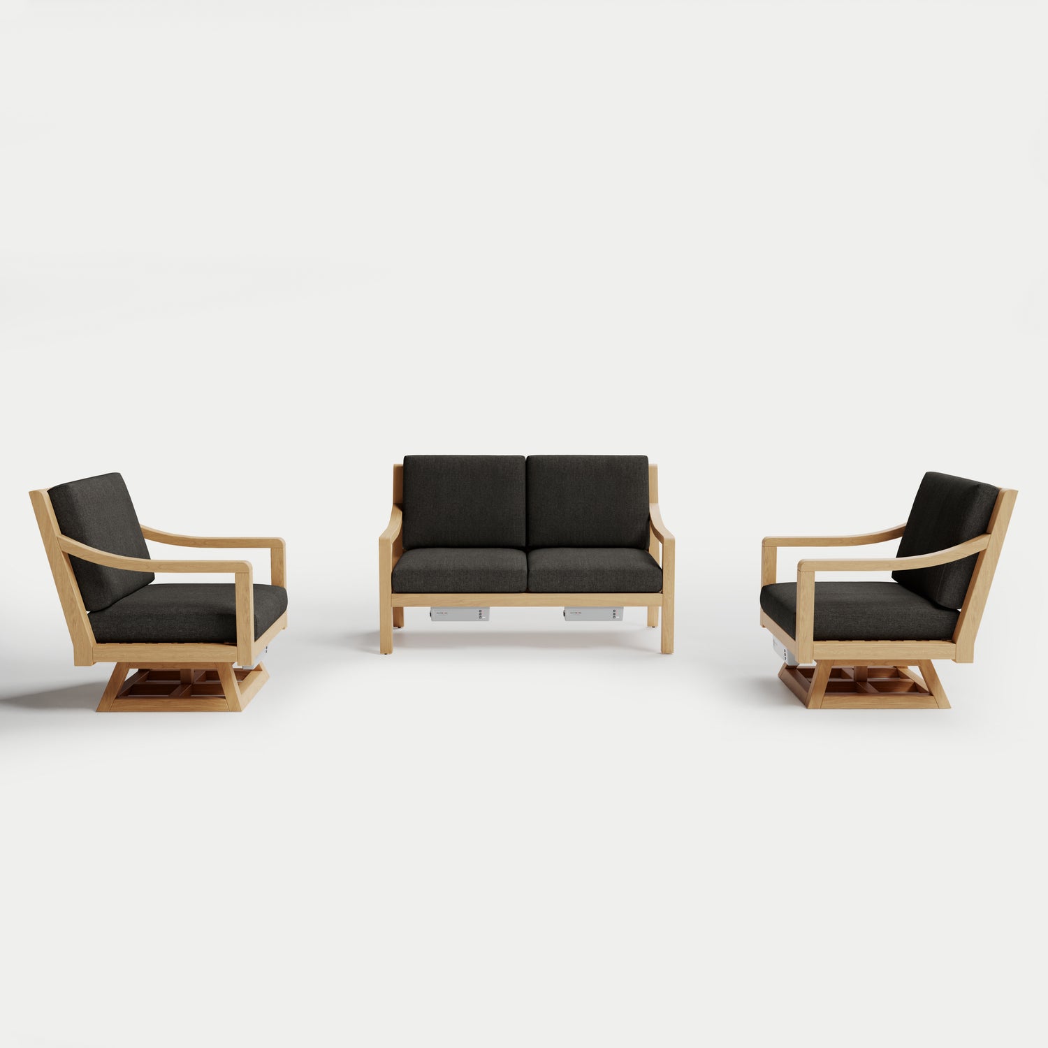 Heated Outdoor Teak Loveseat + Swivel Set 