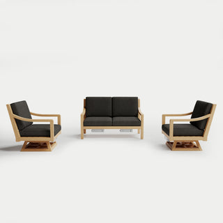 Heated Outdoor Teak Loveseat + Swivel Set 