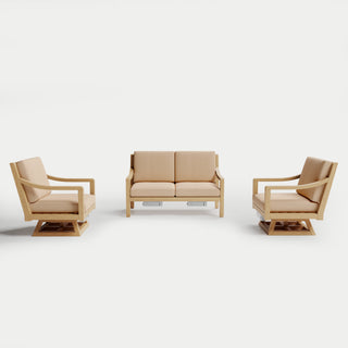 Heated Outdoor Teak Loveseat + Swivel Set 