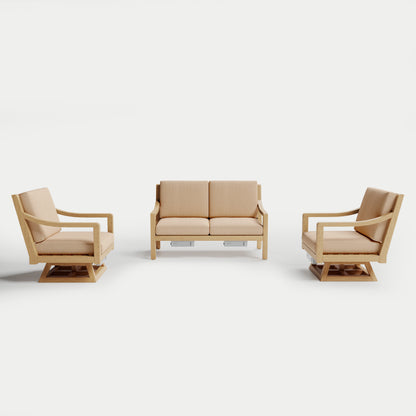 Heated Outdoor Teak Loveseat + Swivel Set 