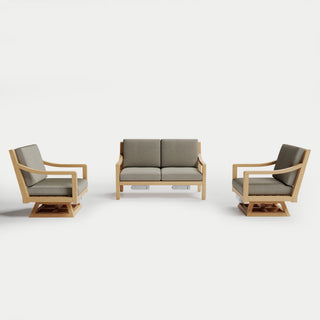 Heated Outdoor Teak Loveseat + Swivel Set 