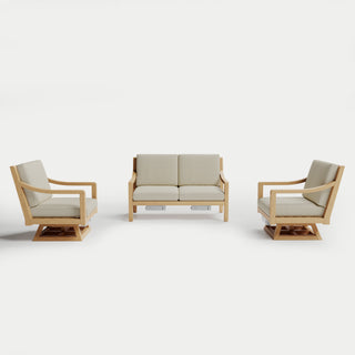 Heated Outdoor Teak Loveseat + Swivel Set 