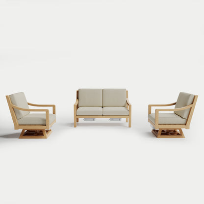 Heated Outdoor Teak Loveseat + Swivel Set 