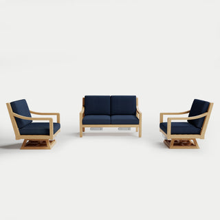 Heated Outdoor Teak Loveseat + Swivel Set 