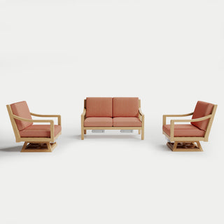 Heated Outdoor Teak Loveseat + Swivel Set 