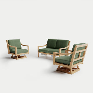 Heated Outdoor Teak Loveseat + Swivel Set 