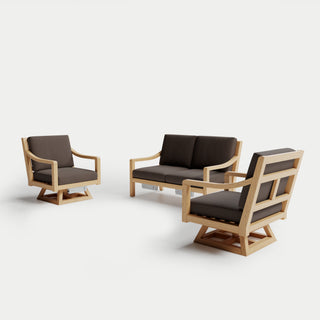 Heated Outdoor Teak Loveseat + Swivel Set 