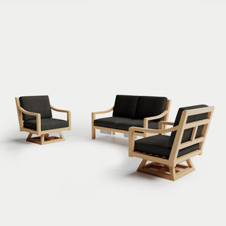 Heated Outdoor Teak Loveseat + Swivel Set 