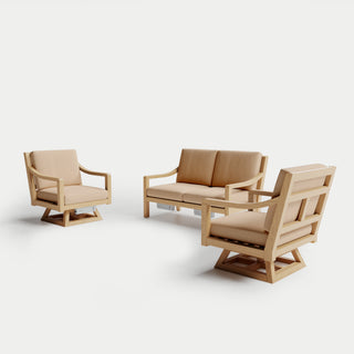 Heated Outdoor Teak Loveseat + Swivel Set 