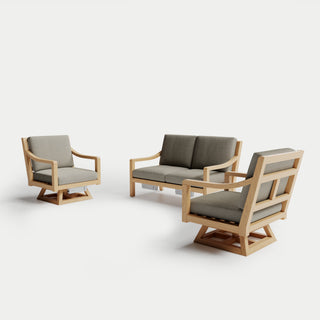 Heated Outdoor Teak Loveseat + Swivel Set 