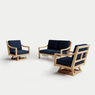 Heated Outdoor Teak Loveseat + Swivel Set 