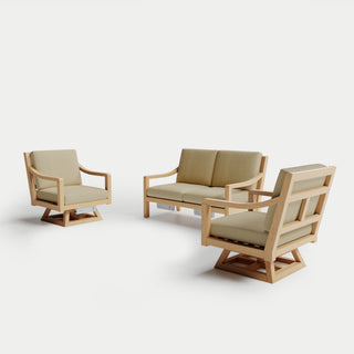 Heated Outdoor Teak Loveseat + Swivel Set 