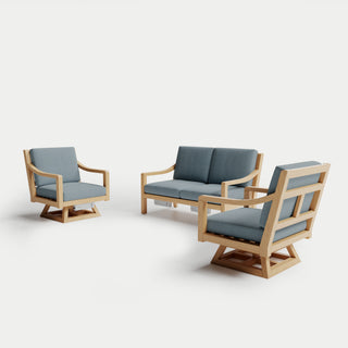 Heated Outdoor Teak Loveseat + Swivel Set 