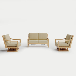 Heated Outdoor Teak Loveseat + Swivel Set 