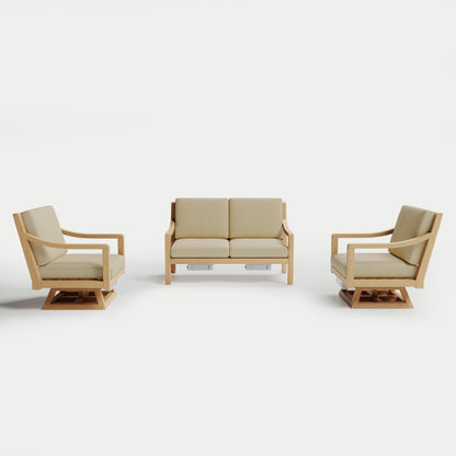 Heated Outdoor Teak Loveseat + Swivel Set 