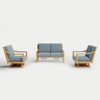Heated Outdoor Teak Loveseat + Swivel Set 