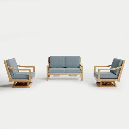 Heated Outdoor Teak Loveseat + Swivel Set 