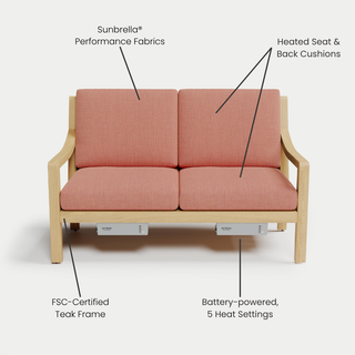Heated Outdoor Teak Loveseat 