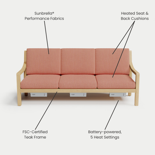 Heated Outdoor Teak Sofa 