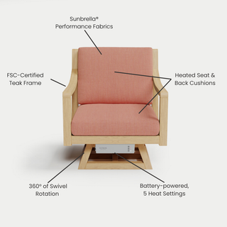Heated Outdoor Teak Swivel Chair 