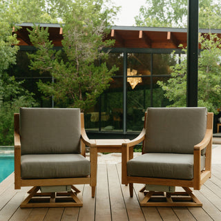 Heated Outdoor Teak 2 Swivel Set 