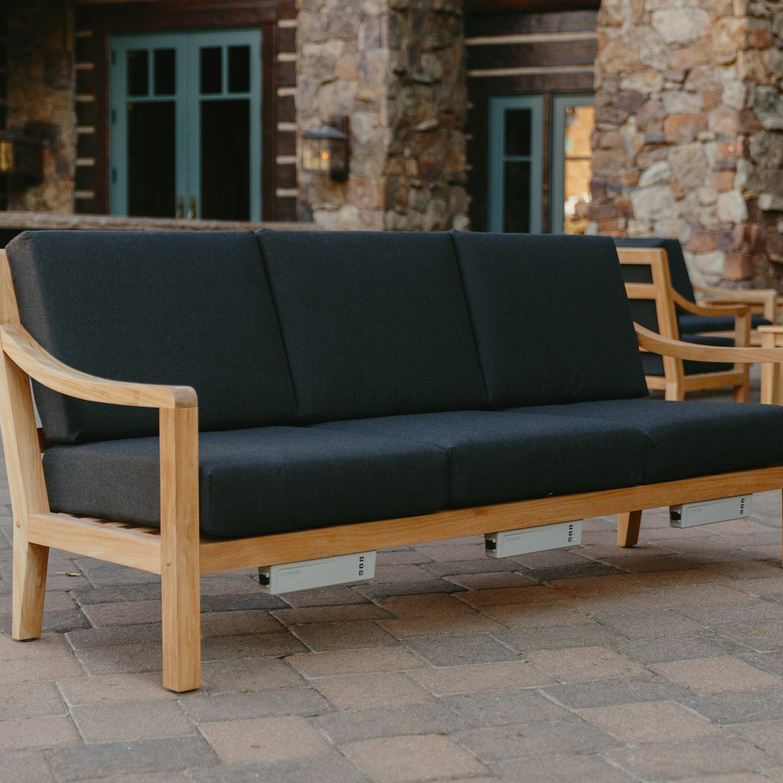 Heated Outdoor Teak Sofa 