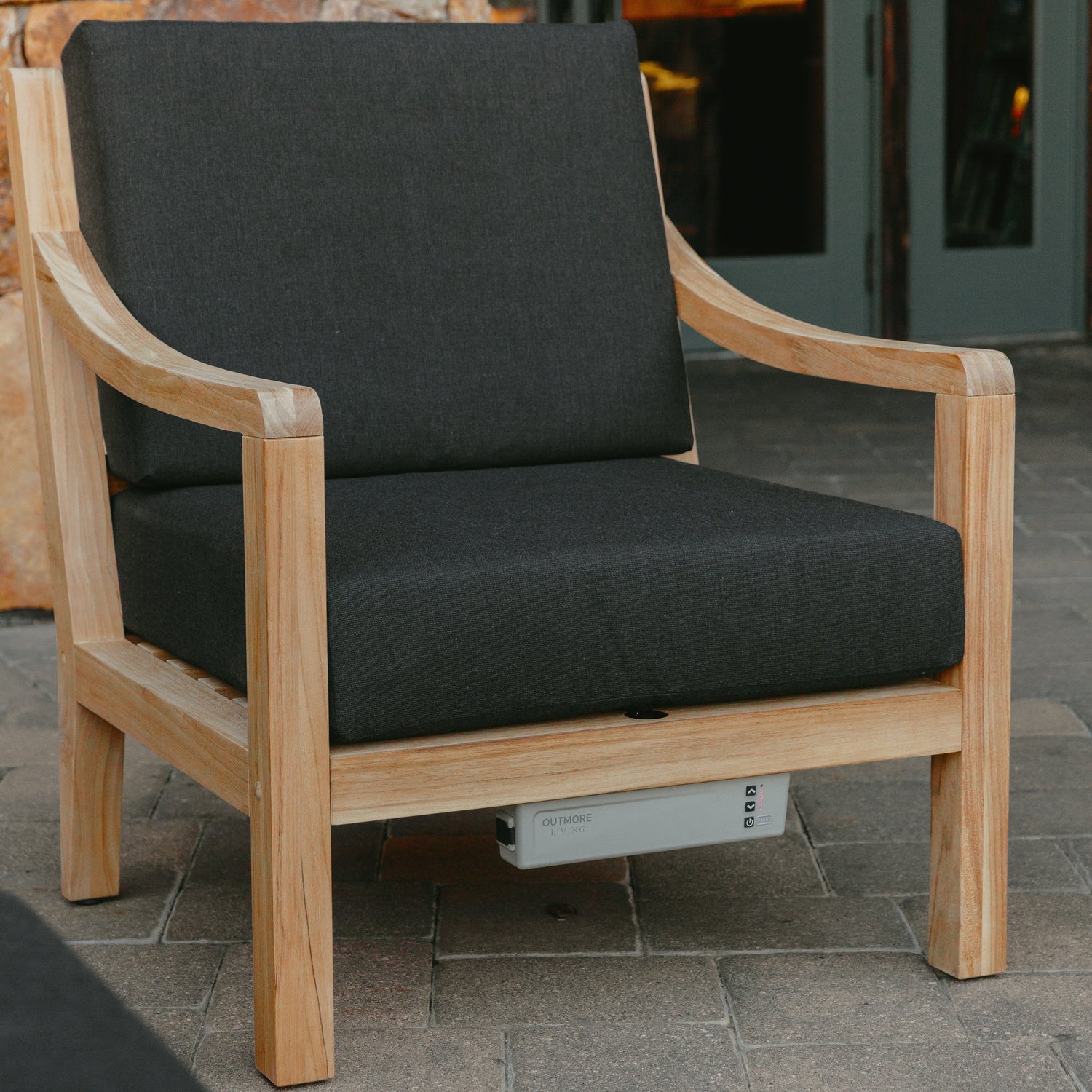 Heated Outdoor Teak Lounge Chair 