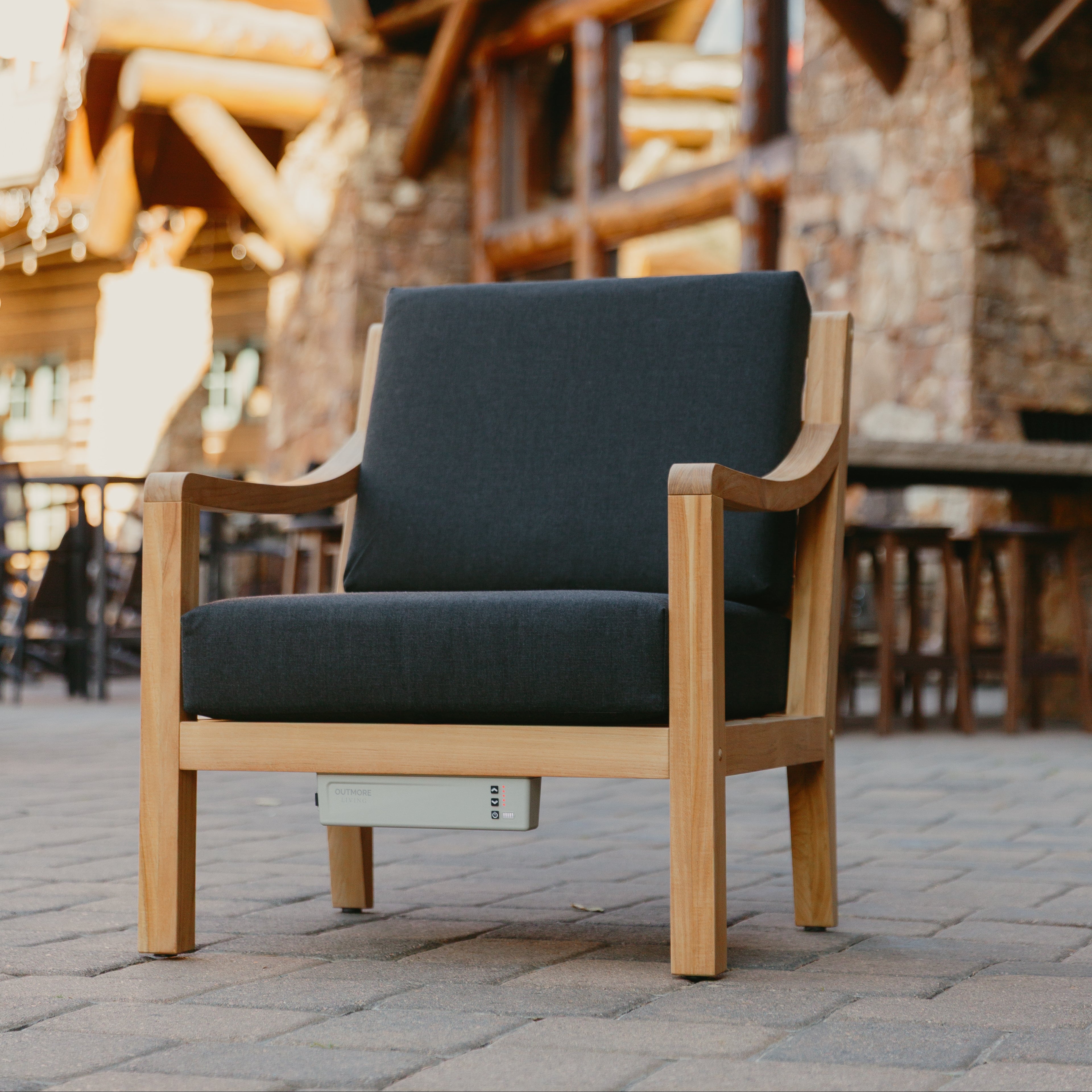 Heated Outdoor Teak Lounge Chair 