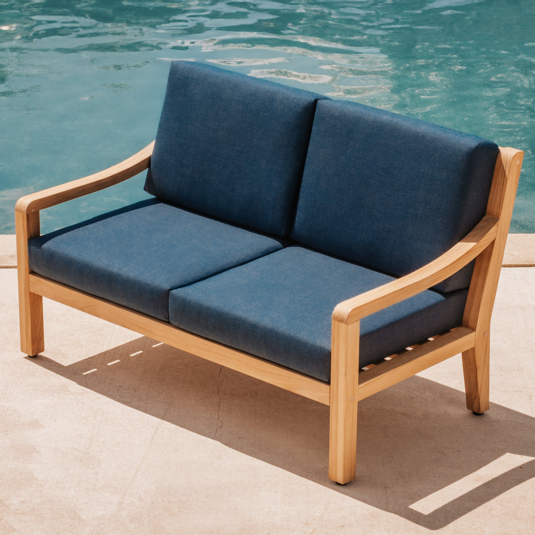 Heated Outdoor Teak Loveseat 