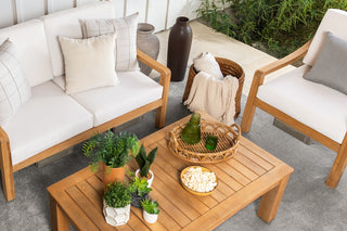 Heated Outdoor Teak Loveseat Set 