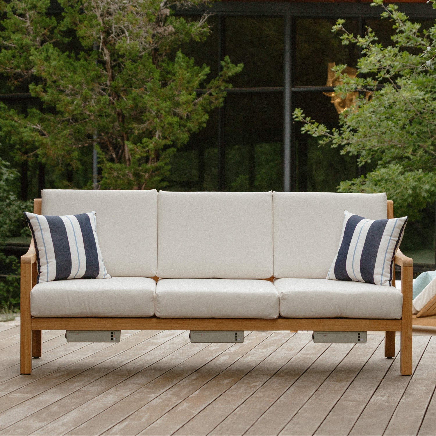 Heated Outdoor Teak Sofa 