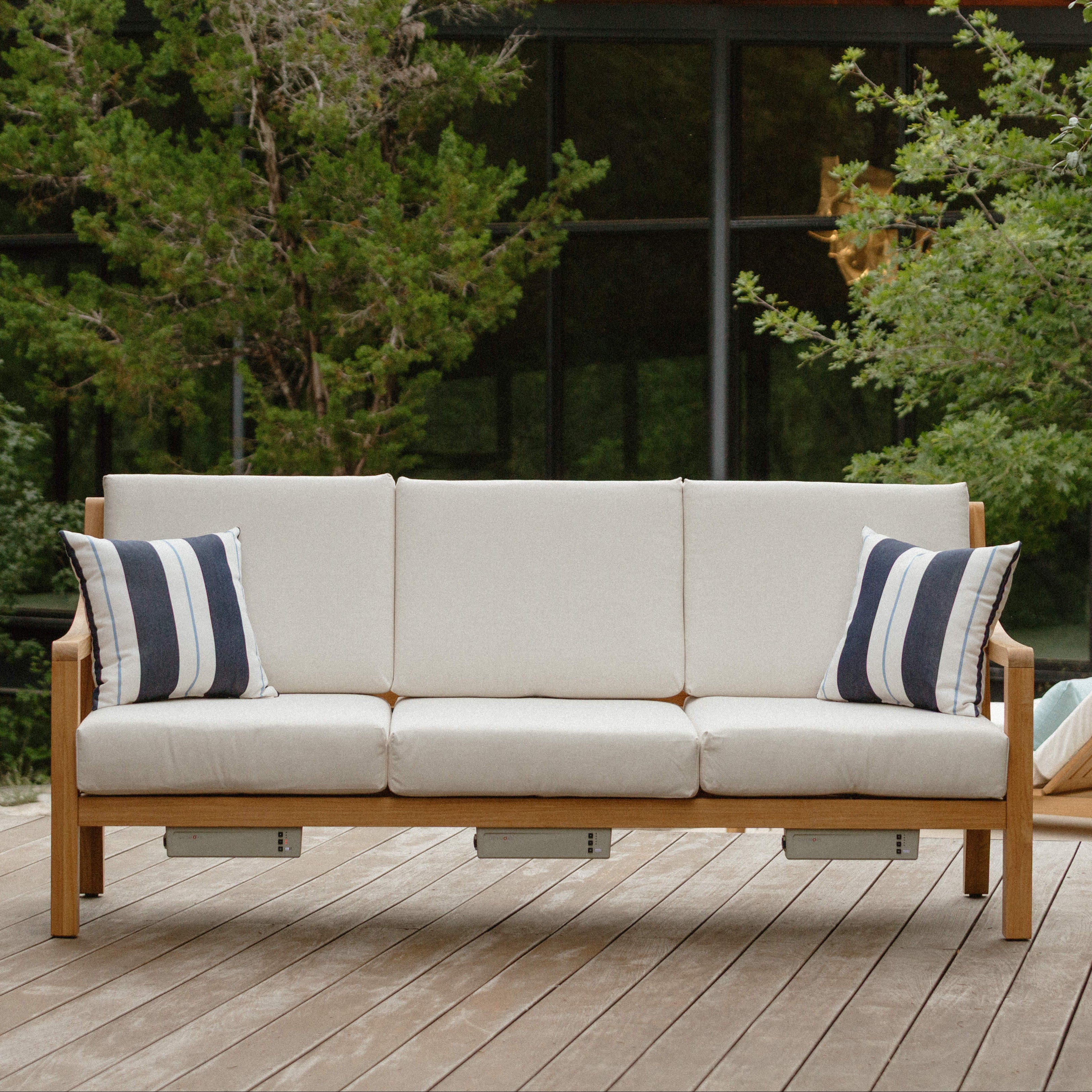 Heated Outdoor Teak Sofa 