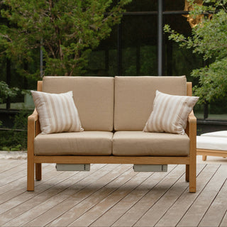 Heated Outdoor Teak Loveseat 