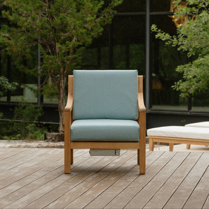 Heated Outdoor Teak Lounge Chair 
